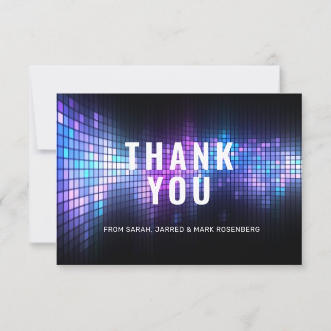 DJ Techno Dance Party Bar Mitzvah Thank You Card (Front)