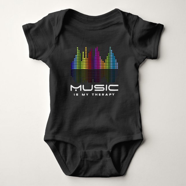 DJ Techno Therapy Music Equalizer edm Party Baby Bodysuit (Front)