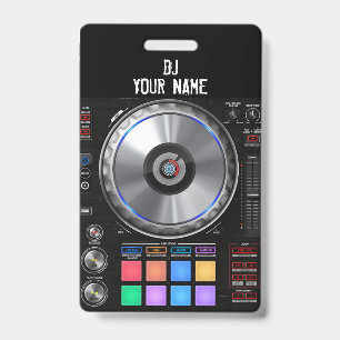 DJ turntable Badge ID Badge