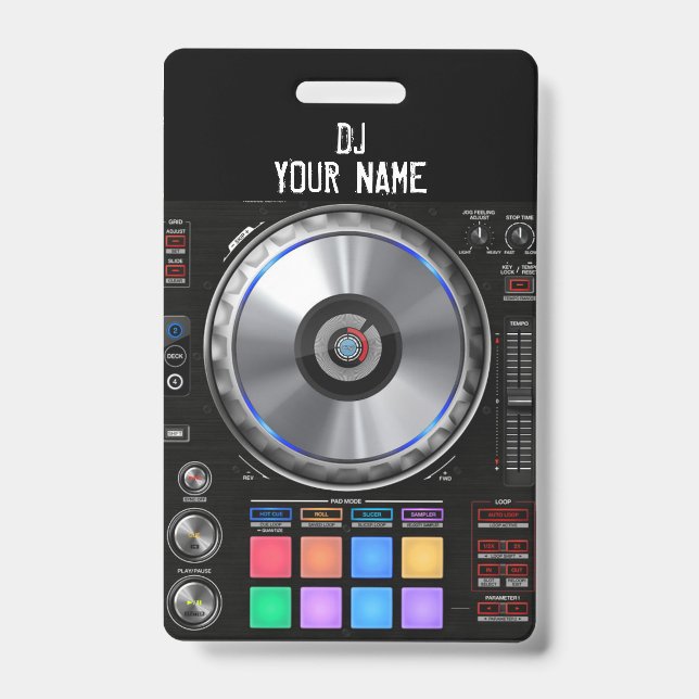 DJ turntable Badge ID Badge (Front)