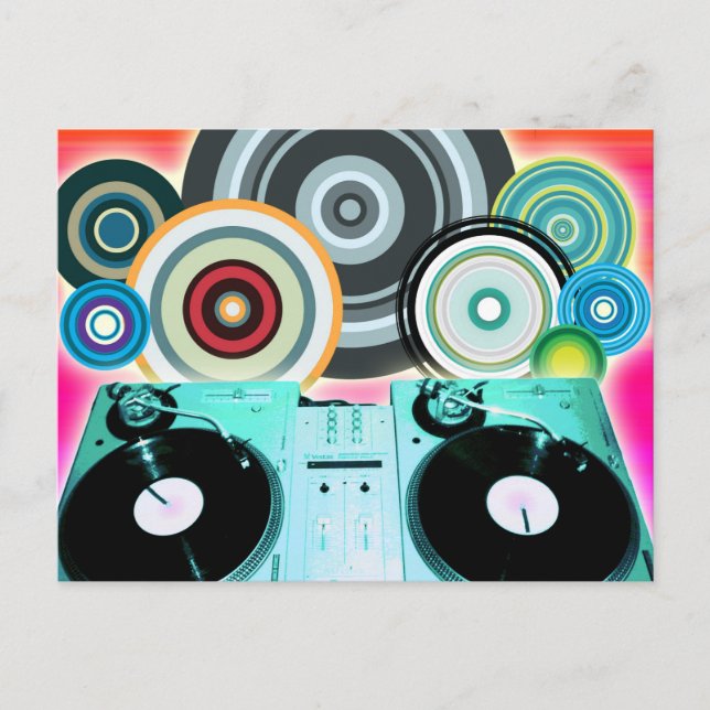 DJ Turntable Circles Postcard (Front)