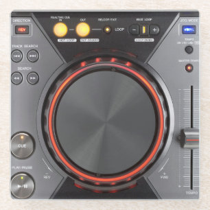 DJ turntable glass coaster