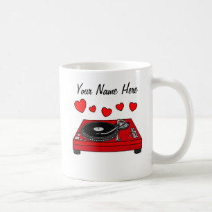 DJ Turntable Hearts Music Producer Musician Custom Coffee Mug