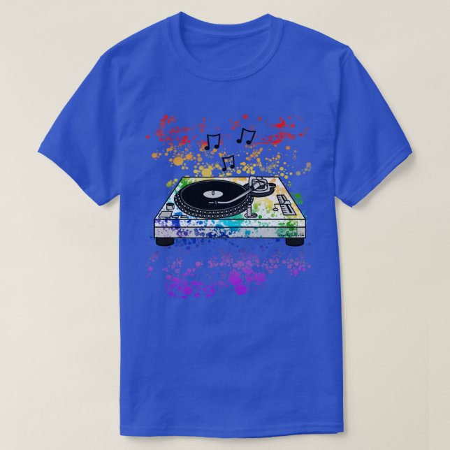 DJ Turntable Rainbow Colours Music Producer Musici T-Shirt (Design Front)