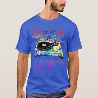 DJ Turntable Rainbow Colours Music Producer Musici T-Shirt