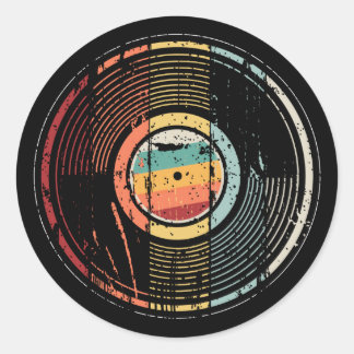 DJ Turntable record for vinyl listeners  Classic Round Sticker