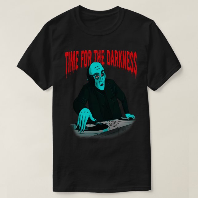 DJ Vampire Goth Gothic Music Darkness Funny Hallow T-Shirt (Design Front)