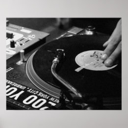 DJ Vinyl Black and White Poster edit for size/cost