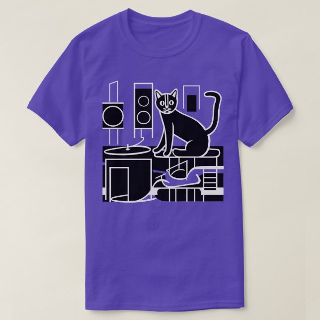 DJ Vinyl Cat T-Shirt (Design Front)