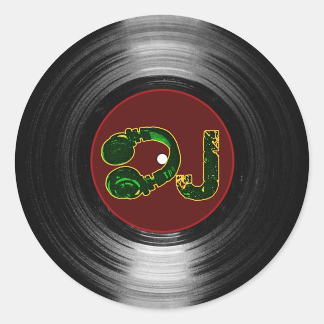 dj vinyl classic round sticker (Front)