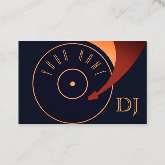 DJ vinyl set illustration cover Business Card (Front)