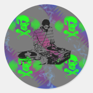 DJ Vinyl Spinner Classic Round Sticker