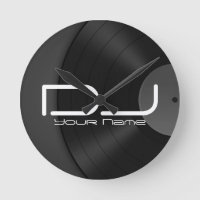 Dj Wall Clock with Vinyl Background