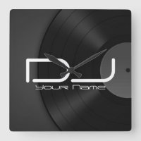 Dj Wall Clock with Vinyl Background