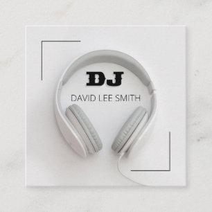 DJ White Square Business Card