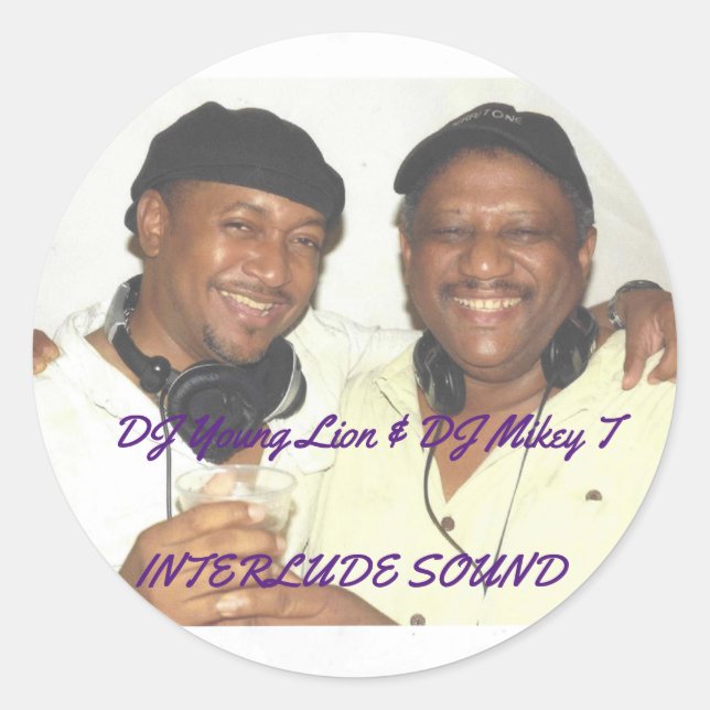 DJ YOUNG LION & DJ MIKEY T CLASSIC ROUND STICKER (Front)