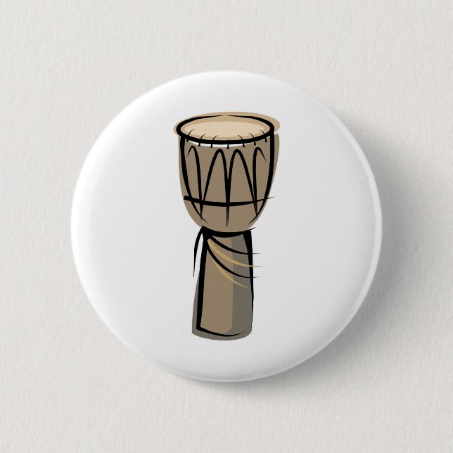 djembe drum 6 cm round badge (Front)