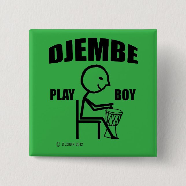 Djembe Play Boy 15 Cm Square Badge (Front)