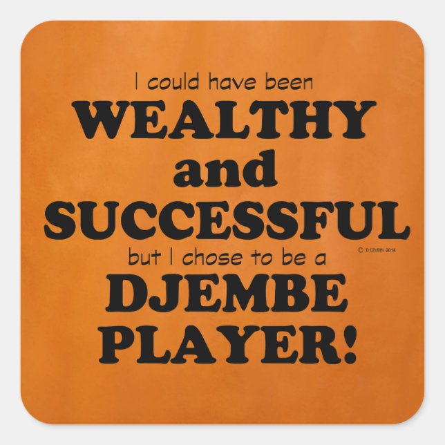 Djembe Wealthy & Successful Square Sticker (Front)
