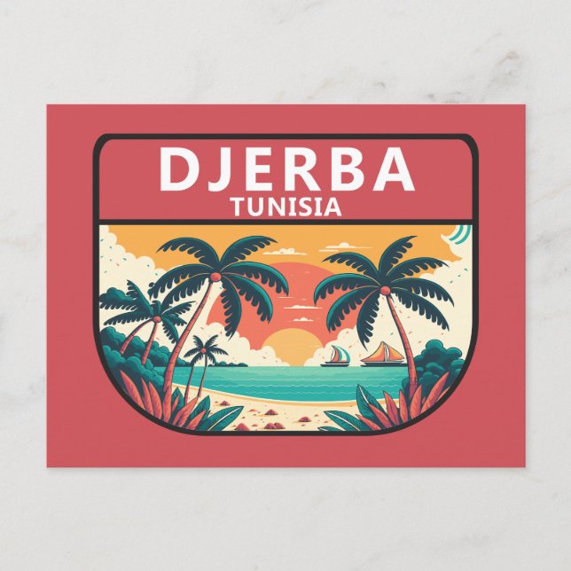 Djerba Tunisia Retro Emblem Postcard (Front)