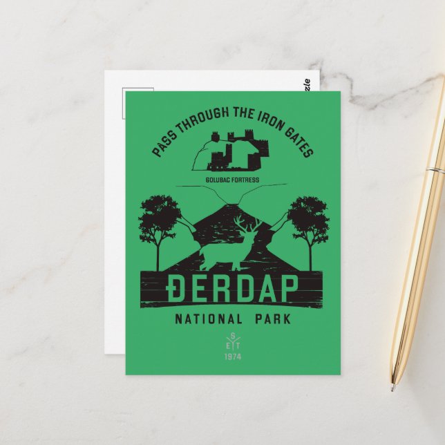 Djerdap National Park Iron Gates Black Design Postcard (Front/Back In Situ)