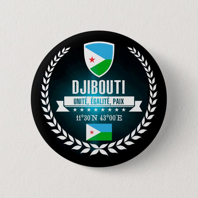 Djibouti 6 Cm Round Badge (Front)