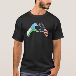 Djibouti American USA Flag USA Djiboutian Heart 1 T-Shirt
