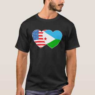 Djibouti and USA Flag Twin Heart for Djiboutian Am T-Shirt