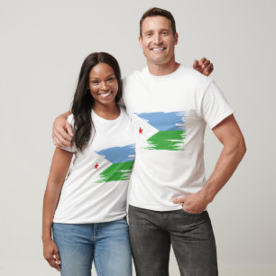 Djibouti Flag Brush Art T-Shirt