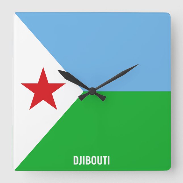 Djibouti Flag Dazzling Patriotic Square Wall Clock (Front)