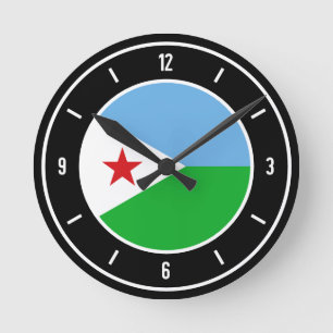 Djibouti Flag Elegant Round Clock