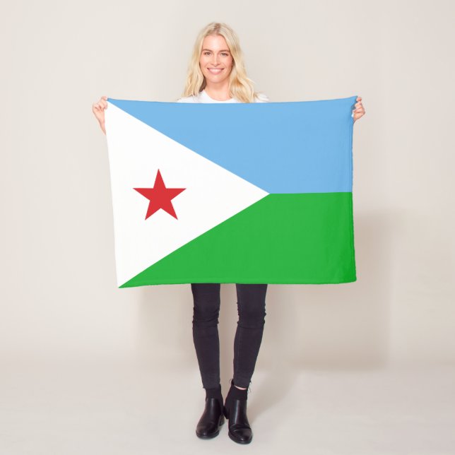 Djibouti Flag Fleece Blanket (In Situ)