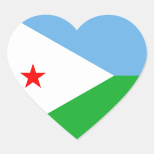 Djibouti Flag Heart Sticker