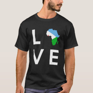 Djibouti Flag Love Africa Continent Silhouette Dji T-Shirt