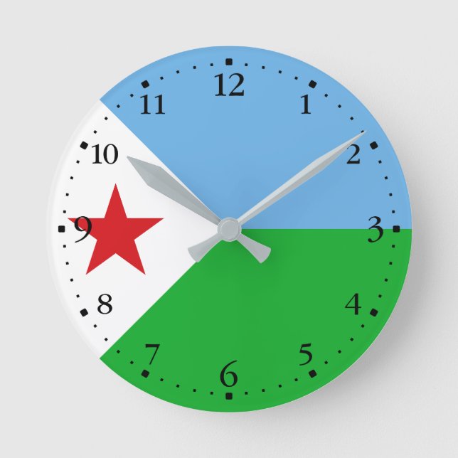 Djibouti Flag Round Clock (Front)