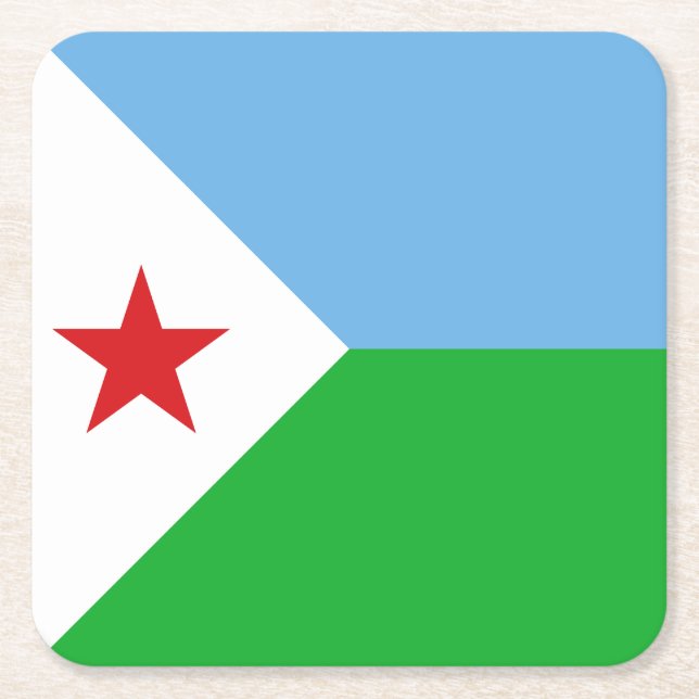 Djibouti Flag Square Paper Coaster (Front)