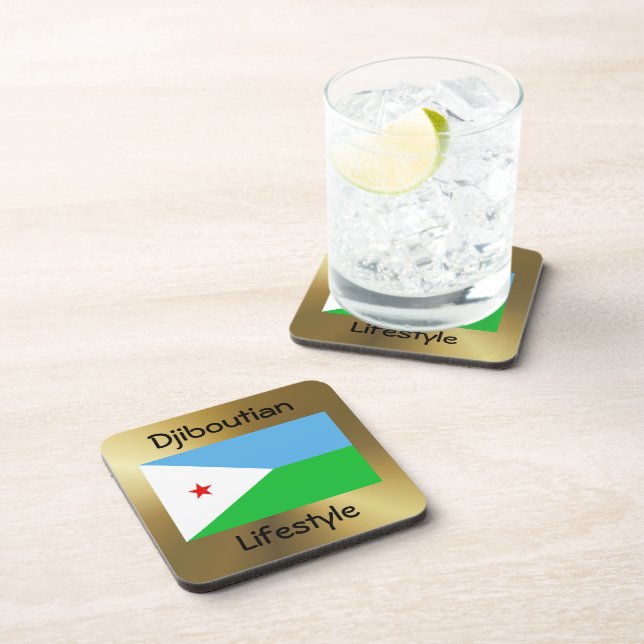 Djibouti Flag+Text Coaster (Right Side)