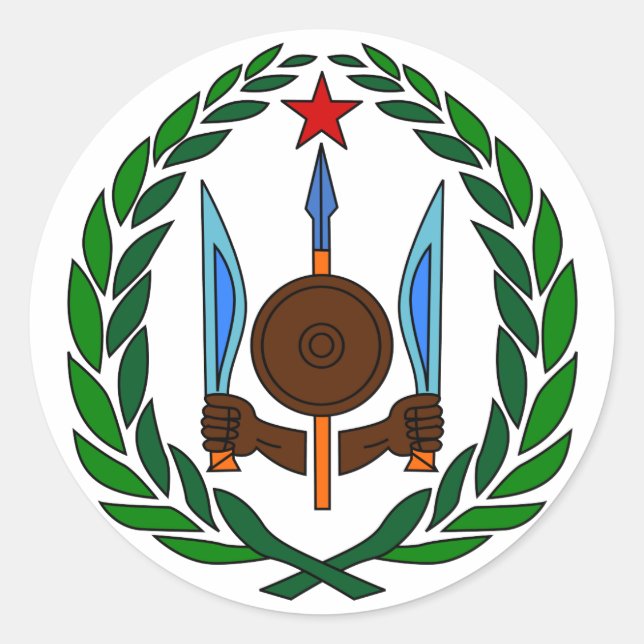 Djibouti Official Coat Of Arms Heraldry Symbol Classic Round Sticker (Front)