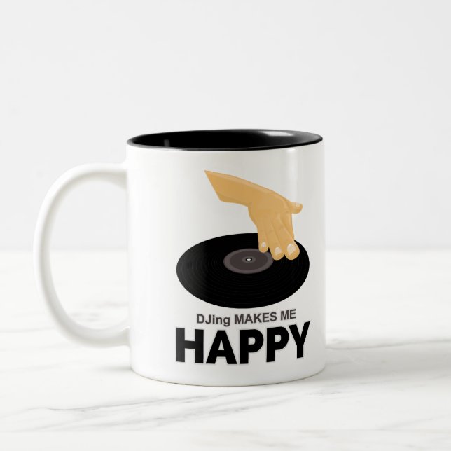 DJing Makes Me Happy Two-Tone Coffee Mug (Left)