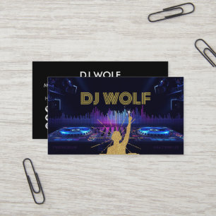 DJs Mixing Music Modern Gold Music Event Business Card