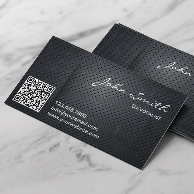 DJs Music Deejay Black Metal QR Code Business Card (Creator Uploaded)