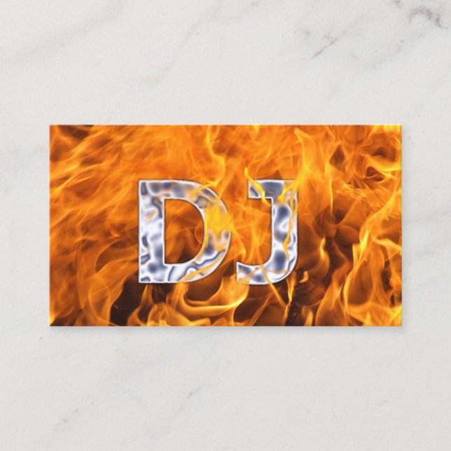 DJs Music Deejay Creative Flaming Typography Business Card (Front)