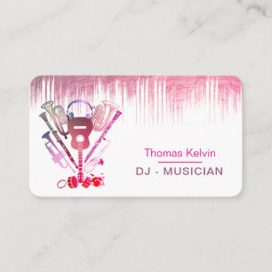 DJs Music Instruments Event Organiser Pink  Business Card