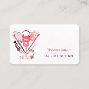 DJs Music Instruments Event Organiser Rose Gold Business Card