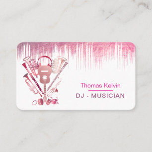 DJs Music Instruments Event Organiser Rose Gold Business Card