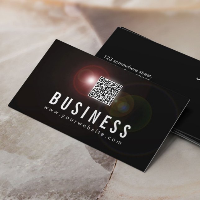 DJs Music Lens Flare QR Code Business Card (Creator Uploaded)