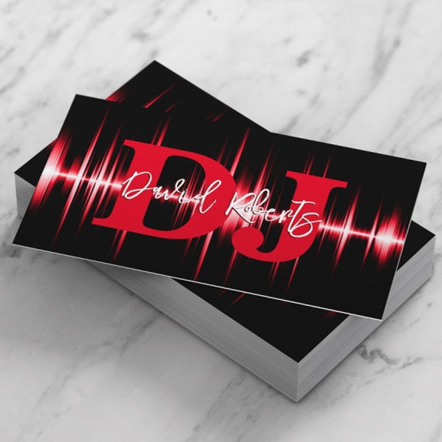 DJs Professional Sound Wave Bold Red Business Card (Creator Uploaded)