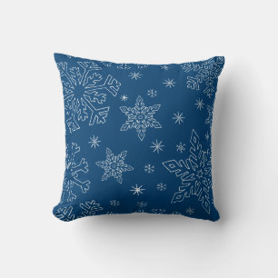 Dk Blue Christmas BG Snowflake Boarder Clipart Cushion