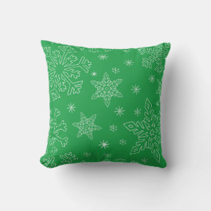 Dk Green Christmas BG Snowflake Boarder Clipart Cushion