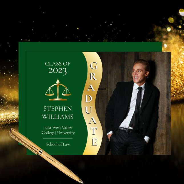 Dk Green | Gold Graduate Wave Law Justice Grad Announcement (Creator Uploaded)